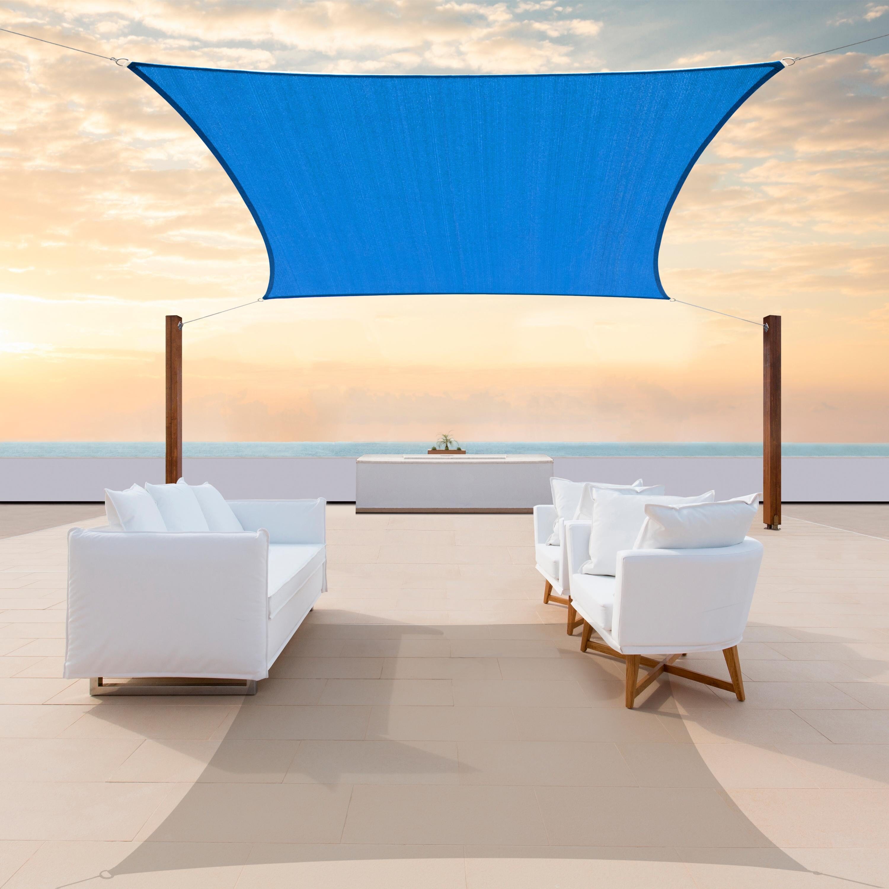 Rectangle Sun Shade Sail Canopy, Commercial Grade, 14 Sizes, 7 Colors Sun Shade Sail Colourtree 8' x 10' Blue 