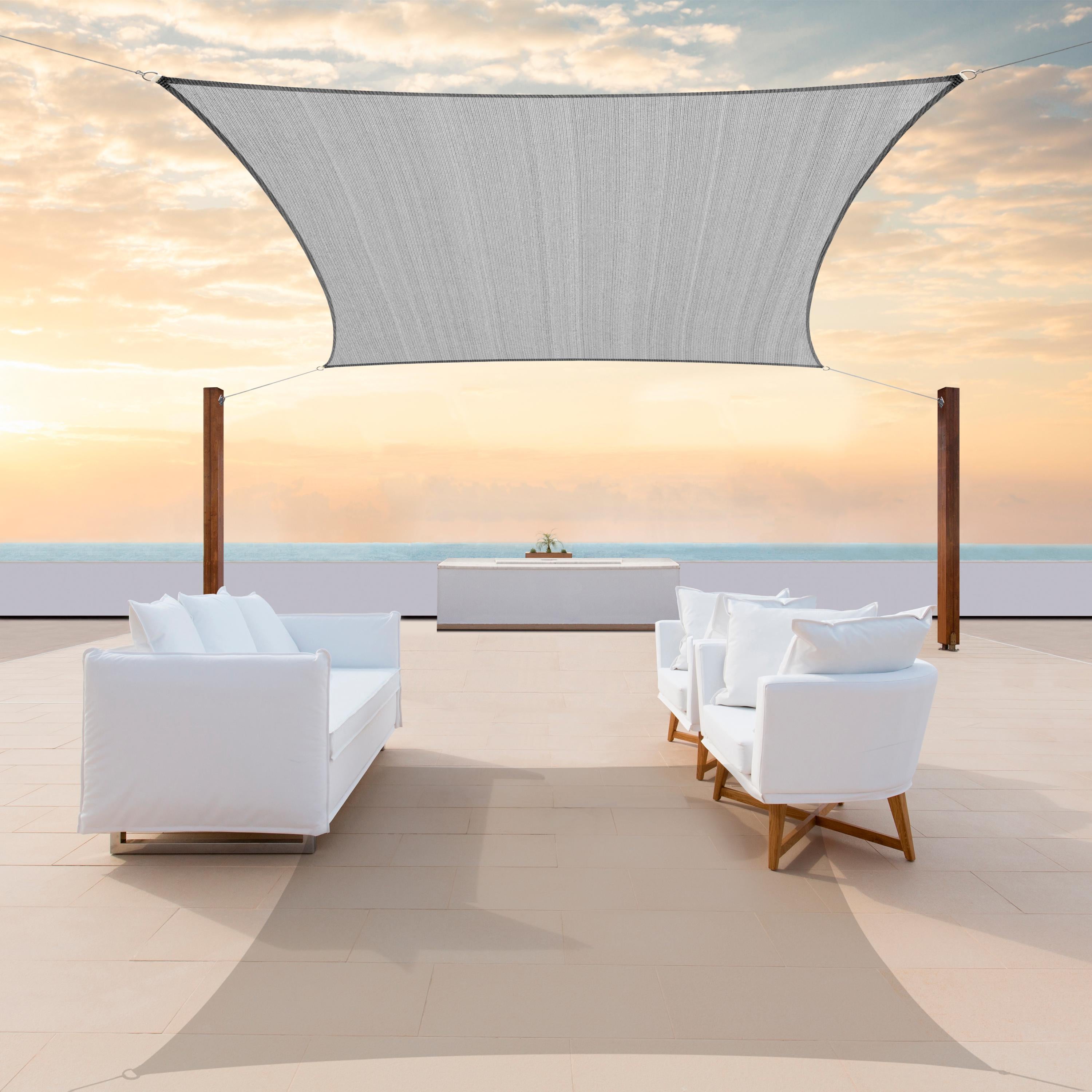 Rectangle Sun Shade Sail Canopy, Commercial Grade, 14 Sizes, 7 Colors Sun Shade Sail Colourtree 16' x 20' Grey 