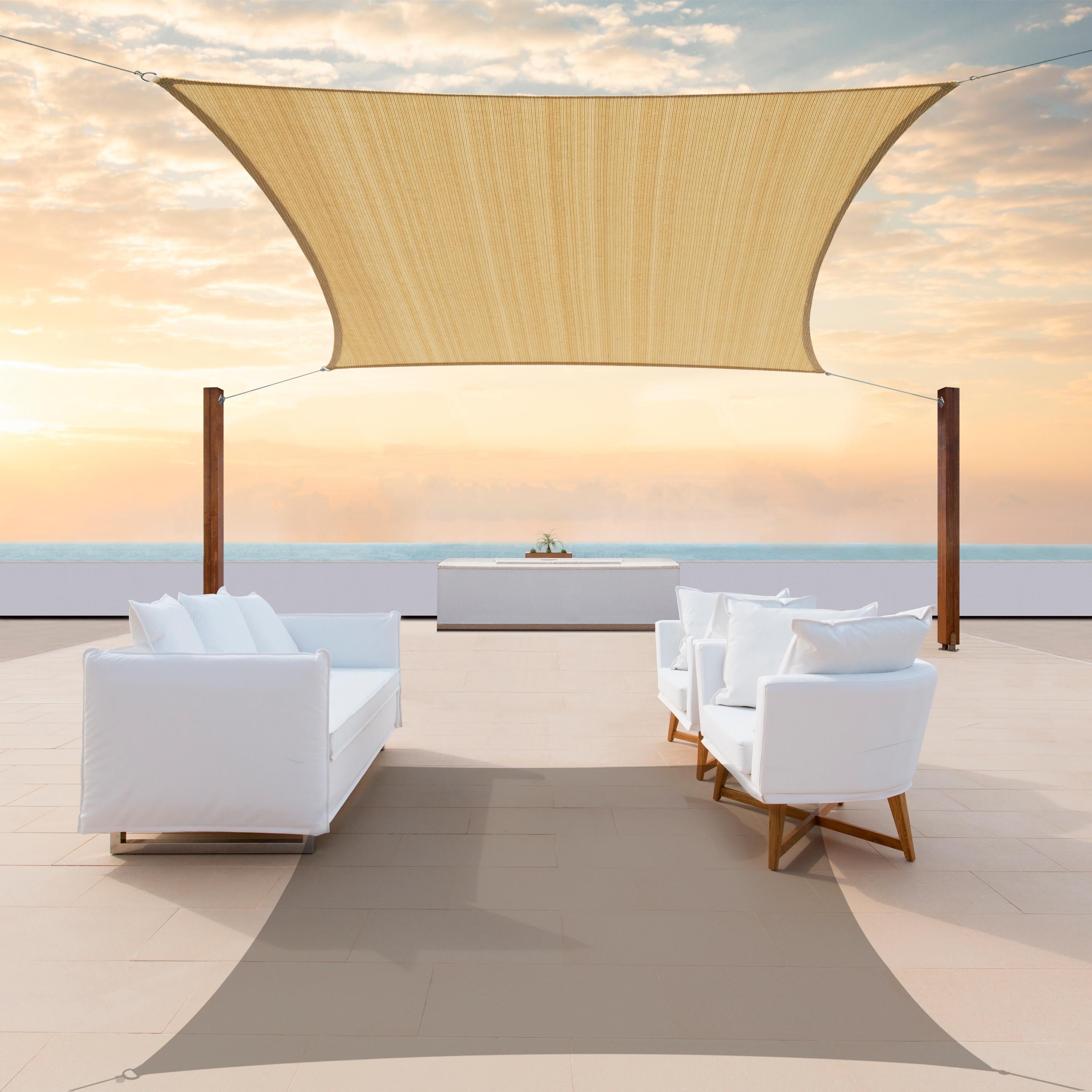 Rectangle Sun Shade Sail Canopy, Commercial Grade, 14 Sizes, 7 Colors Sun Shade Sail Colourtree 16' x 20' Beige 