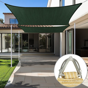 
                  
                    Load image into Gallery viewer, Amgo Pro Ring Rectangle Sun Shade Sail 260 GSM Heavy Duty Amgo Green 22 ft. x 22 ft. 
                  
                