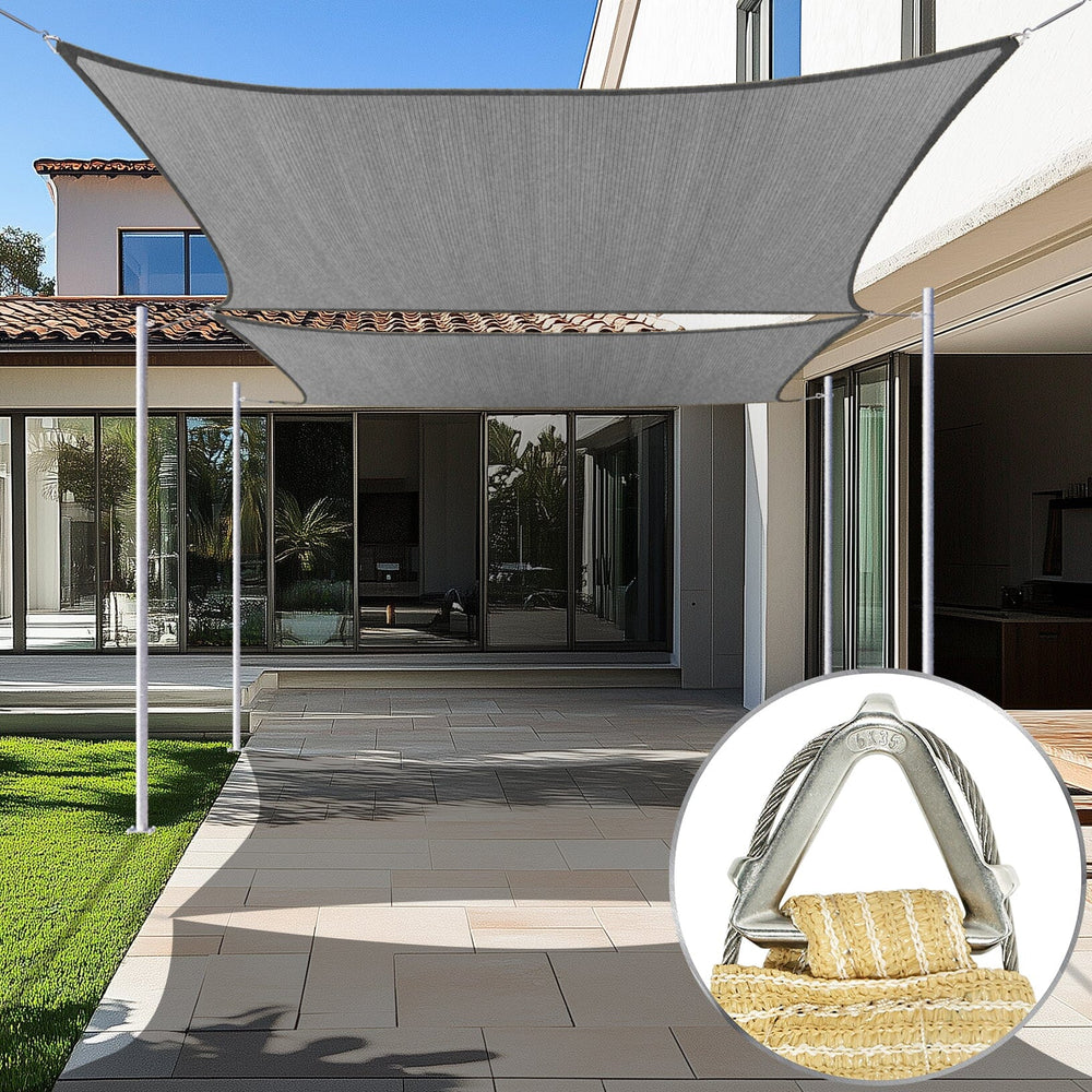 
                  
                    Load image into Gallery viewer, Amgo Pro Ring Rectangle Sun Shade Sail 260 GSM Heavy Duty Amgo Gray 12 ft. x 12 ft. 
                  
                