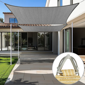 
                  
                    Load image into Gallery viewer, Amgo Pro Ring Rectangle Sun Shade Sail 260 GSM Heavy Duty Amgo Gray 12 ft. x 12 ft. 
                  
                