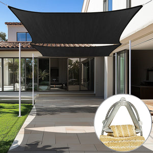 
                  
                    Load image into Gallery viewer, Amgo Pro Ring Rectangle Sun Shade Sail 260 GSM Heavy Duty Amgo Black 24 ft. x 24 ft. 
                  
                