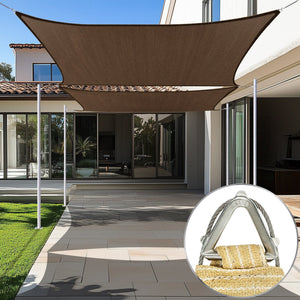 
                  
                    Load image into Gallery viewer, Amgo Pro Ring Rectangle Sun Shade Sail 260 GSM Heavy Duty Amgo Brown 20 ft. x 20 ft. 
                  
                