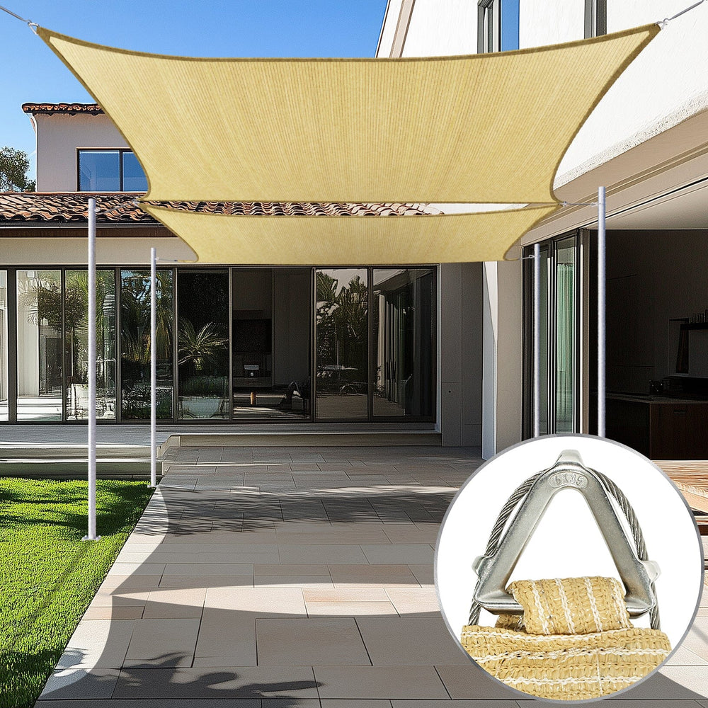
                  
                    Load image into Gallery viewer, Amgo Pro Ring Rectangle Sun Shade Sail 260 GSM Heavy Duty Amgo Beige 16 ft. x 16 ft. 
                  
                