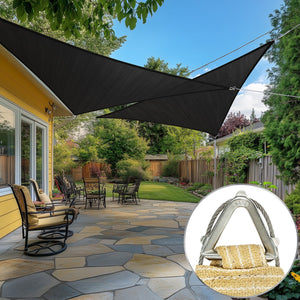 
                  
                    Load image into Gallery viewer, Amgo Pro Ring Triangle Sun Shade Sail 260 GSM Heavy Duty Amgo Black 26 ft. x 26 ft. x 26 ft. 
                  
                