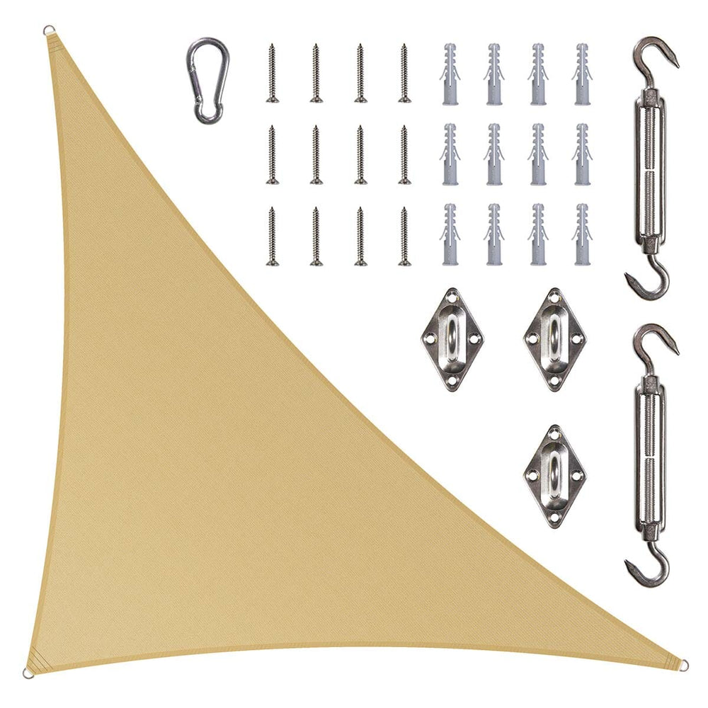 
                  
                    Load image into Gallery viewer, Amgo triangle sun shade sail with hardware Amgo 10x10x14.14 with hardware Sand Beige 
                  
                
