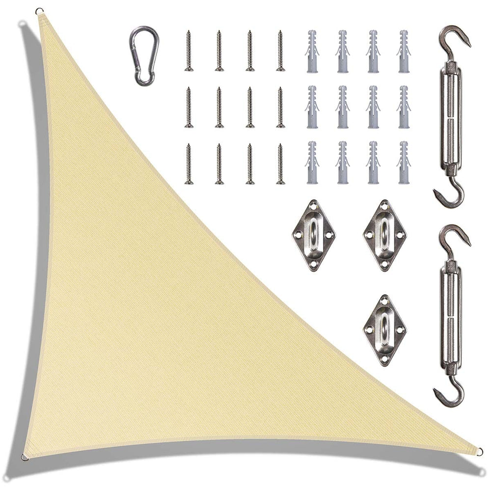 
                  
                    Load image into Gallery viewer, Amgo triangle sun shade sail with hardware Amgo 10x10x14.14 with hardware Beige 
                  
                