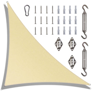
                  
                    Load image into Gallery viewer, Amgo triangle sun shade sail with hardware Amgo 10x10x14.14 with hardware Beige 
                  
                