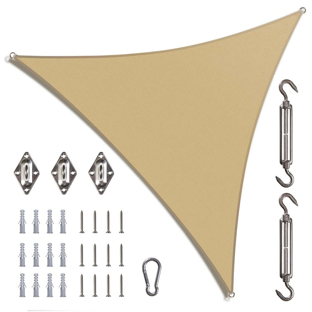 
                  
                    Load image into Gallery viewer, Amgo triangle sun shade sail with hardware Amgo 8x8x8 with hardware Sand Beige 
                  
                