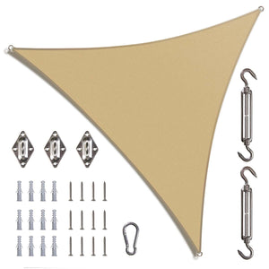 
                  
                    Load image into Gallery viewer, Amgo triangle sun shade sail with hardware Amgo 8x8x8 with hardware Sand Beige 
                  
                