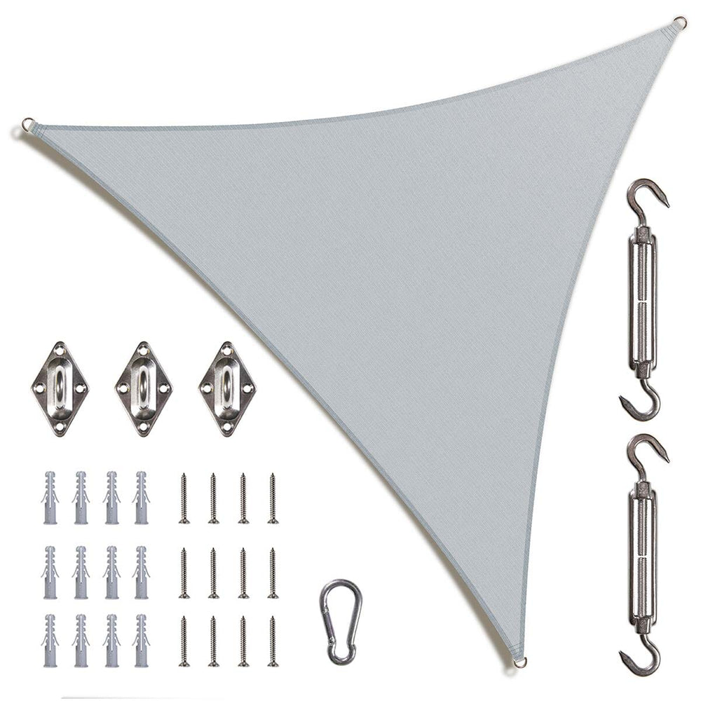 
                  
                    Load image into Gallery viewer, Amgo triangle sun shade sail with hardware Amgo 8x8x8 with hardware Gray 
                  
                