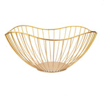 10.5 x 4.8 Golden Lotus Leaf Metal Wire Fruit Basket