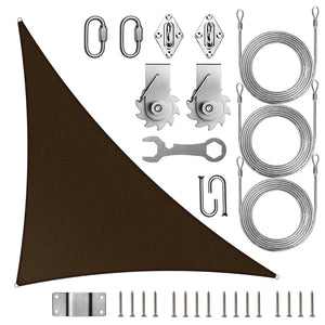 
                  
                    Load image into Gallery viewer, Amgo triangle sun shade sail with hardware Amgo 10x10x14.14 with Winch and Kit Brown 
                  
                