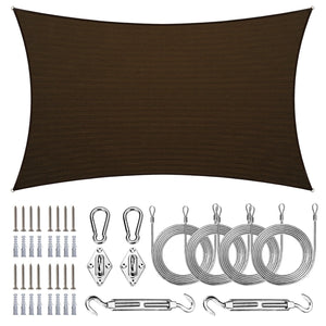 
                  
                    Load image into Gallery viewer, Amgo Rectangle shade sail with hardware Amgo 8x10 with rope and kit Brown 
                  
                