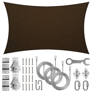 
                  
                    Load image into Gallery viewer, Amgo Rectangle shade sail with hardware Amgo 8x10 with winch and kit Brown 
                  
                