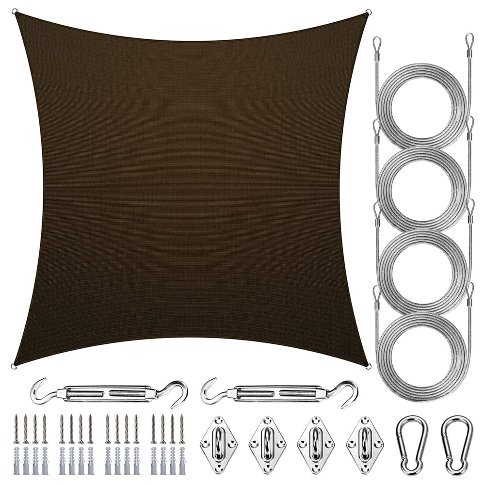 
                  
                    Load image into Gallery viewer, Amgo Rectangle shade sail with hardware Amgo 10x10 with rope and kit Brown 
                  
                