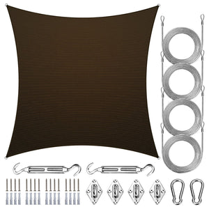 
                  
                    Load image into Gallery viewer, Amgo Rectangle shade sail with hardware Amgo 10x10 with rope and kit Brown 
                  
                
