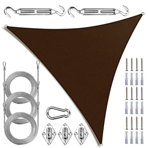 
                  
                    Load image into Gallery viewer, Amgo triangle sun shade sail with hardware Amgo 8x8x8 with Rope and Kit Brown 
                  
                
