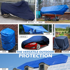 cover with tarp ColourTree Round Premium Blue Winter Swimming Pool Cover Tarp Tarpco Safety Extra Heavy Duty, Waterproof, UV Resistant 28 ft (Tarp Size 32' x 32'/ 4ft