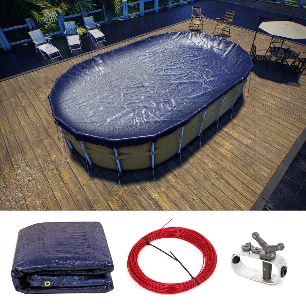 ColourTree Oval Navy Blue In Ground Winter Pool Cover - ColourTree