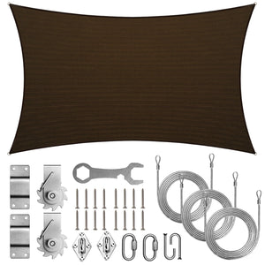
                  
                    Load image into Gallery viewer, Royal Shade Rectangle Shade Sail With Installation Winch Kit Royal Shade 10x8 Brown 
                  
                