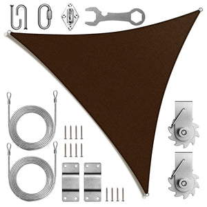 
                  
                    Load image into Gallery viewer, Royal Shade Triangle Shade Sail With Installation Winch Kit Royal Shade 10x10x14 Brown 
                  
                
