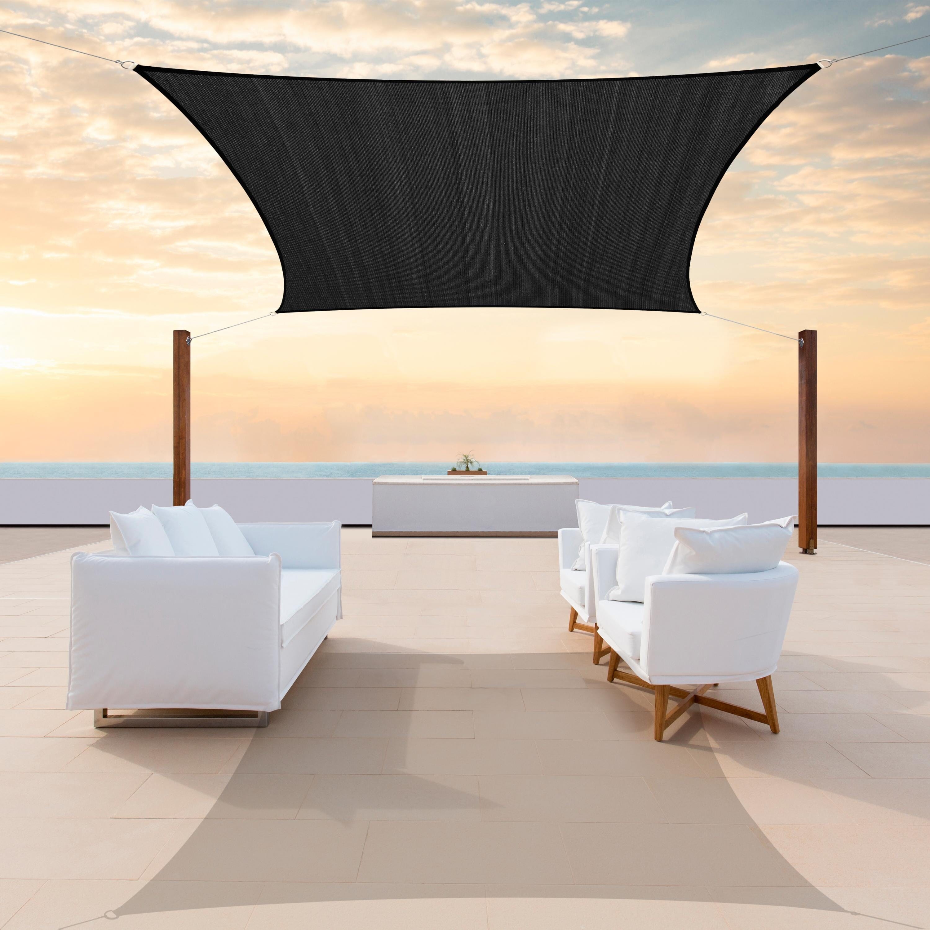 Square Sun Shade Sail Canopy, Commercial Grade, 4 Sizes, 8 Colors Sun Shade Sail Colourtree 10' x 10 Black 