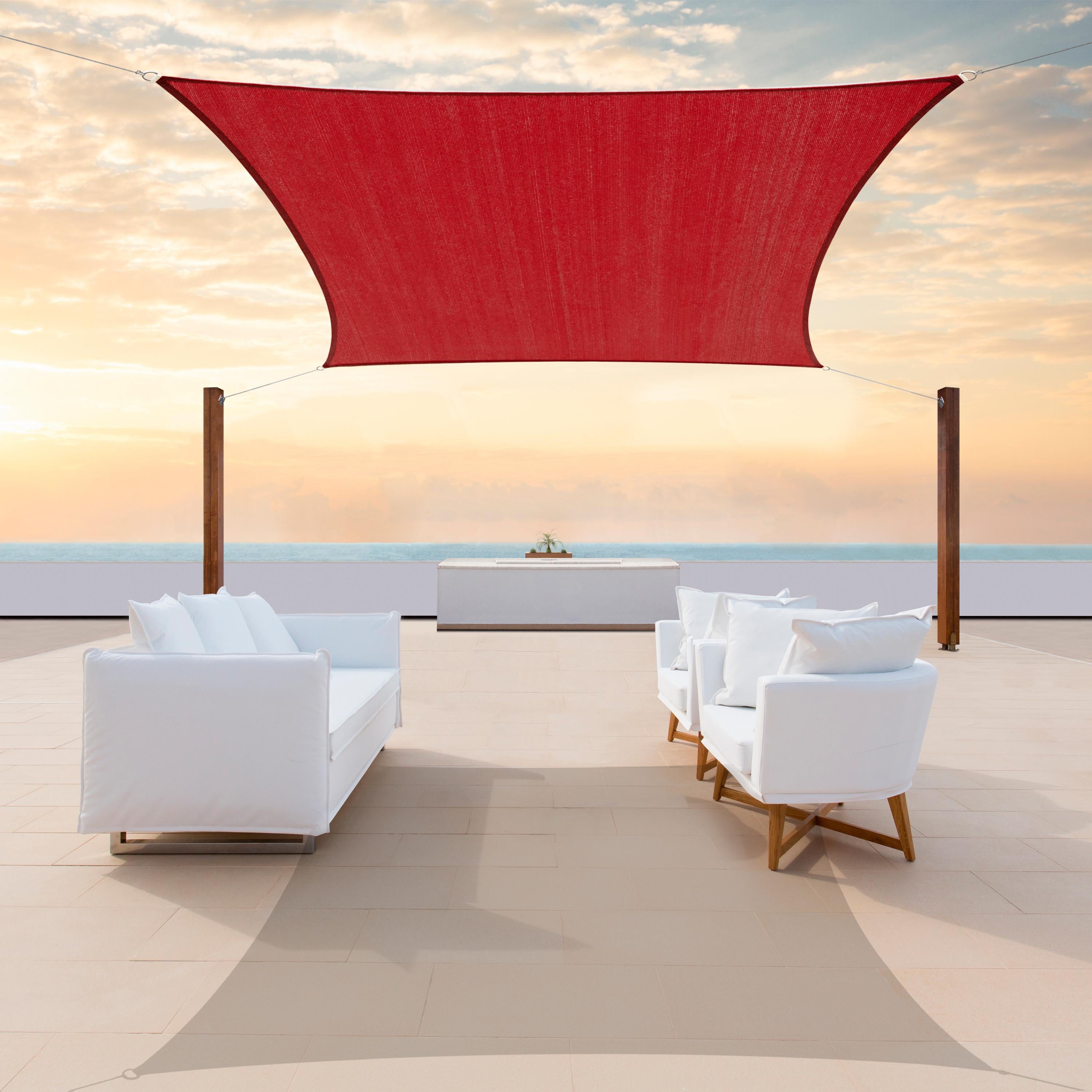 Rectangle Sun Shade Sail Canopy, Commercial Grade, 14 Sizes, 7 Colors Sun Shade Sail Colourtree 16' x 20' Red 