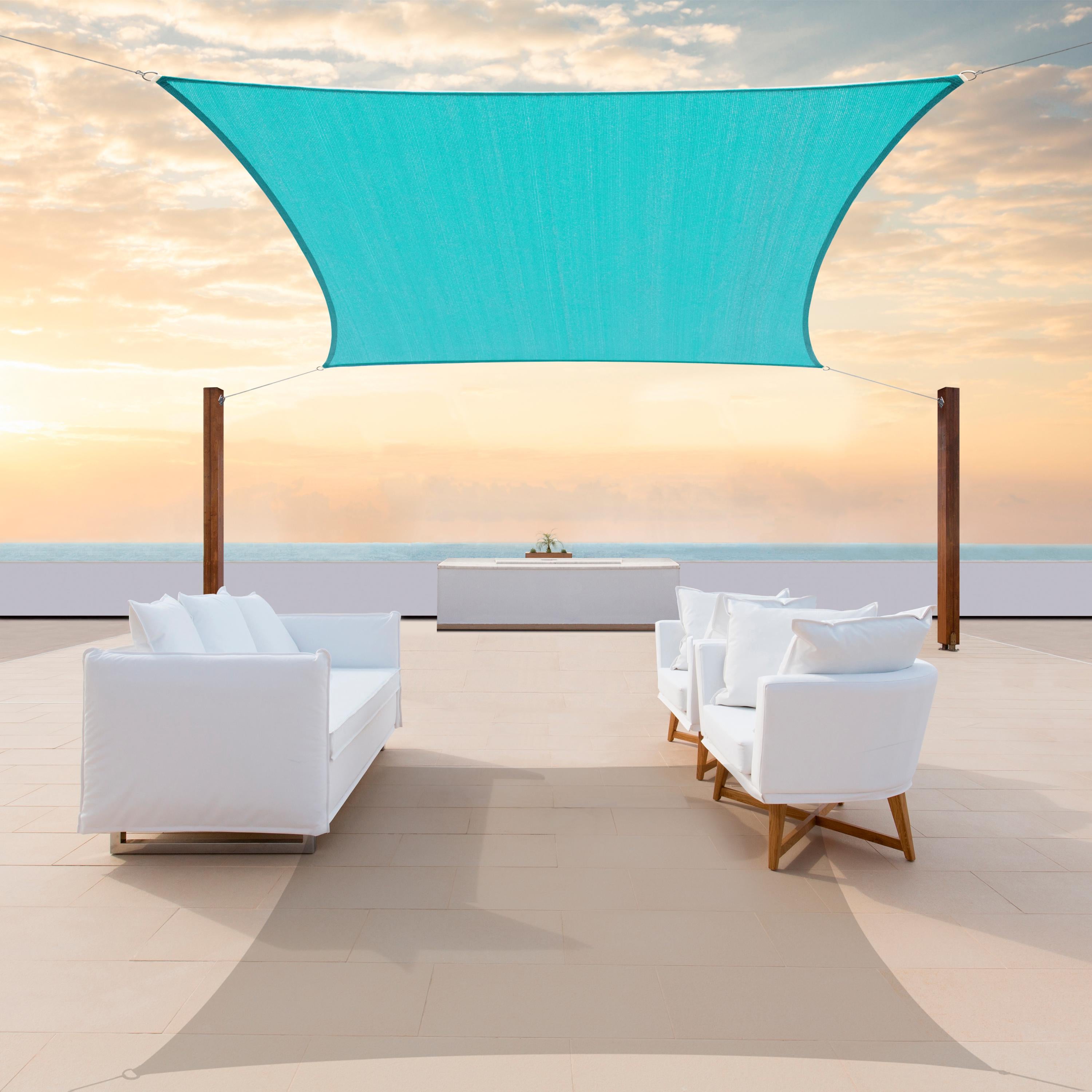 Rectangle Sun Shade Sail Canopy, Commercial Grade, 14 Sizes, 7 Colors Sun Shade Sail Colourtree 16' x 20' Turquoise 
