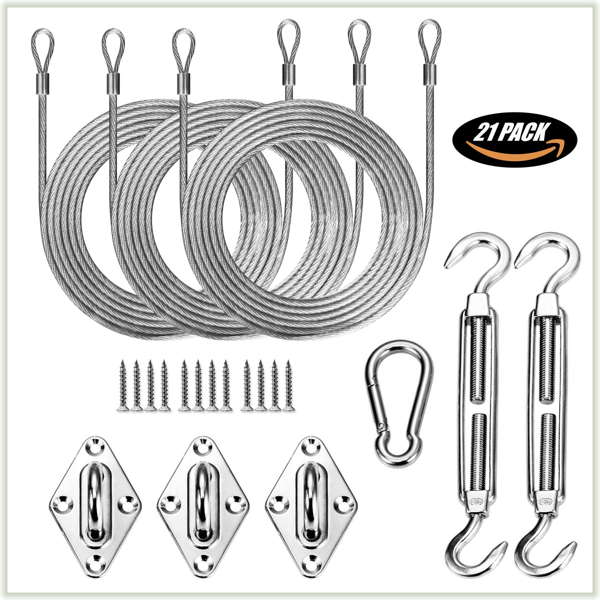 Triangle Sun Shade Sail Hardware Installation Kits - 24 PC Hardware ...
