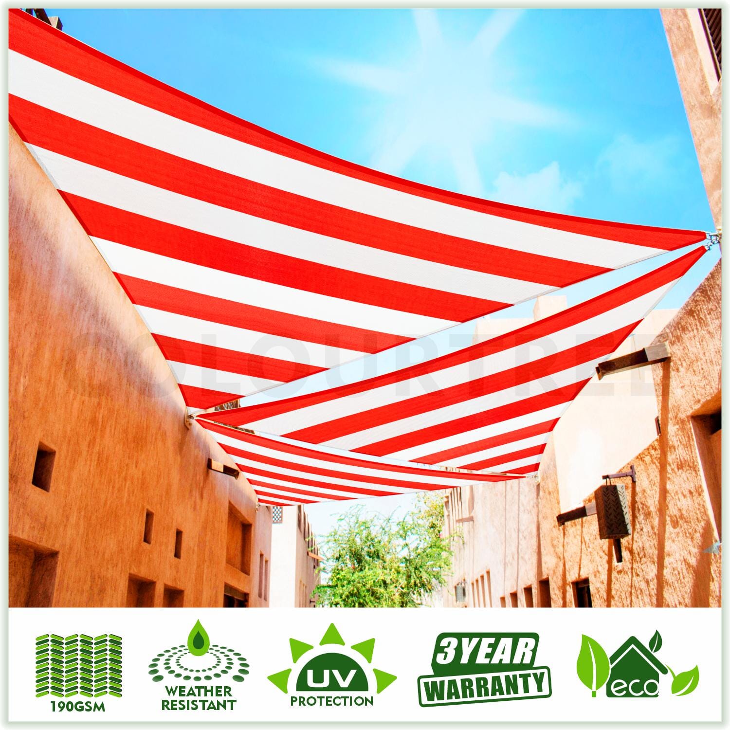 Right Triangle Sun Shade Sail Canopy, Commercial Grade, 7 Sizes, 8 Colors Sun Shade Sail Colourtree 12' x 12' x 17' Red / White 