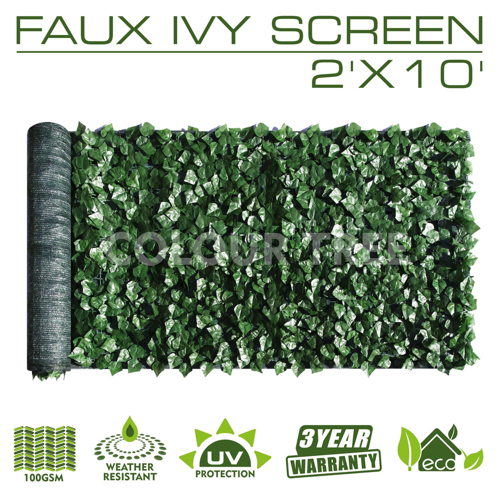 Artificial Hedges Faux Ivy Leaves Fence Privacy Screen Panels  Decorative Trellis - 2' x 10' - ColourTree
