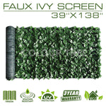 Artificial Hedges Faux Ivy Leaves Fence Privacy Screen Panels  Decorative Trellis - 39" x 138" - ColourTree