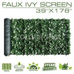 Artificial Hedges Faux Ivy Leaves Fence Privacy Screen Panels  Decorative Trellis - 39" x 178" - ColourTree