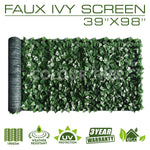 Artificial Hedges Faux Ivy Leaves Fence Privacy Screen Panels  Decorative Trellis - 39" x 98" - ColourTree