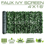 Artificial Hedges Faux Ivy Leaves Fence Privacy Screen Panels  Decorative Trellis - 4' x 16' - ColourTree