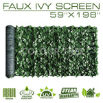 Artificial Hedges Faux Ivy Leaves Fence Privacy Screen Panels  Decorative Trellis - 59" x 198" - ColourTree