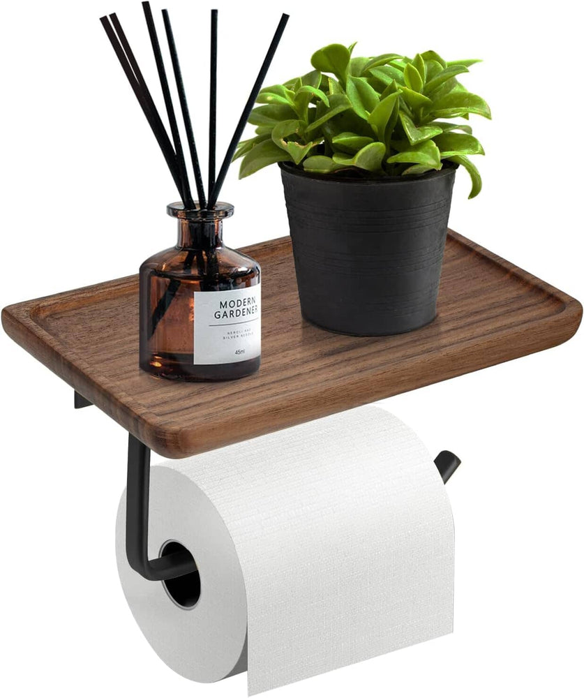 6.5 Walnut Black Toilet Paper Holder Style D ColourTree 