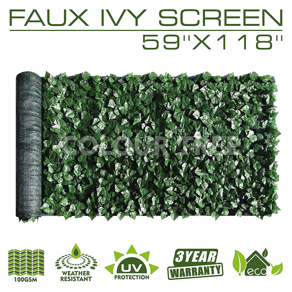 Artificial Hedges Faux Ivy Leaves Fence Privacy Screen Panels  Decorative Trellis - 59