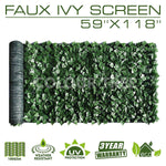 Artificial Hedges Faux Ivy Leaves Fence Privacy Screen Panels  Decorative Trellis - 59" x 118" - ColourTree