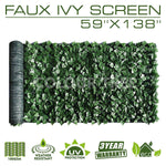 Artificial Hedges Faux Ivy Leaves Fence Privacy Screen Panels  Decorative Trellis - 59" x 138" - ColourTree