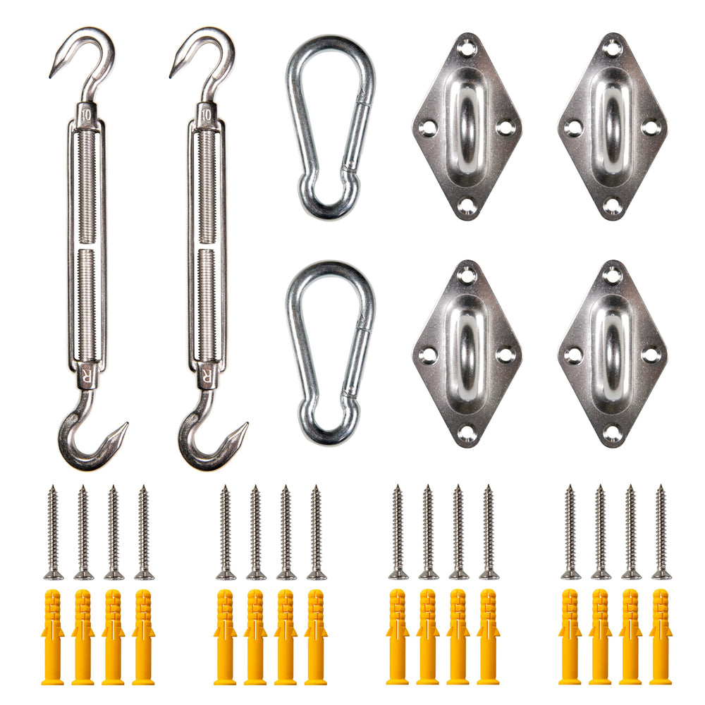 Stainless Steel 10" Sun Shade Sail Hardware Installation Kit - Square/Rectangle Hardware & Accessories Amgo 