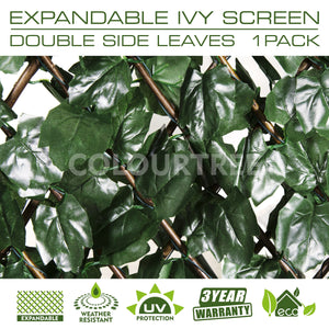 faux trellis plants ColourTree Artificial Expandable Double-Sided Ivy Leaf Vines Willow Trellis Privacy Fencing Screen