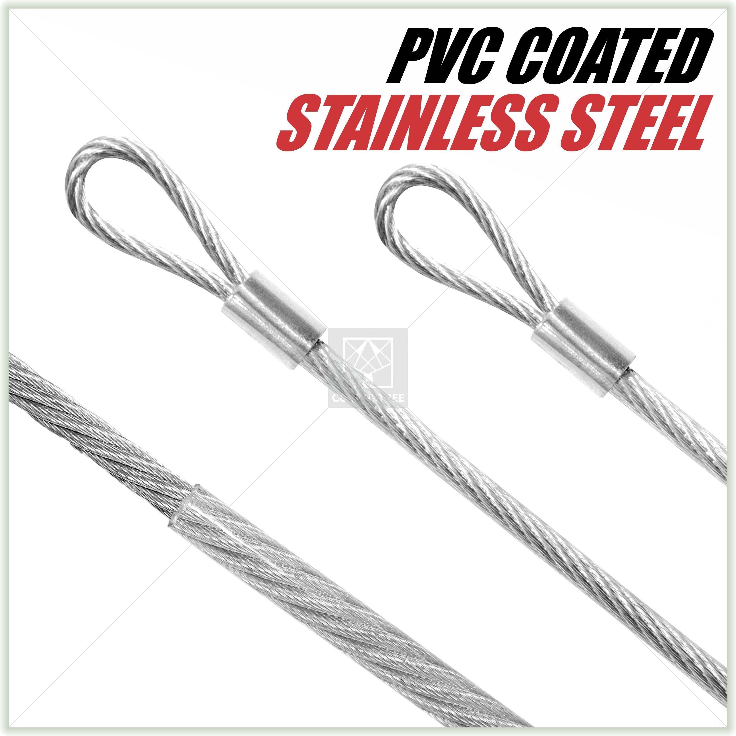 48 Feet (12ft x 4) PVC Coated Stainless Steel Metal Wire Cable Ropes Hardware Kits For Square and Reactangle Sun Shade Sail Canopy â€? Commercial Standard Heavy Duty - ColourTree
